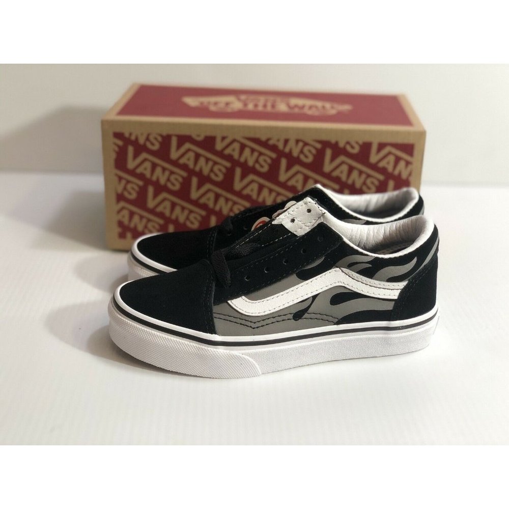 Vans Old Skool (Suede Flame) Black  Kids Shoes - Picture 4 of 14